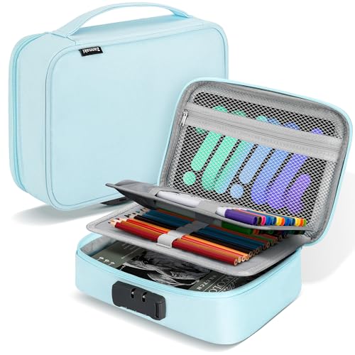 Zannaki Large Capacity Pencil Pouch Case with Lock Pen Marker Stationery Bag Art Supply Storage Organizer Box for Bullet Journal Middle High School College Student Teen Girl Women Adult Mint Green - Image 1