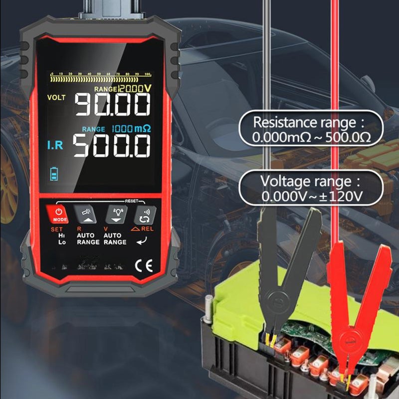 Battery Internal Resistance Voltage Tester for RV Truck Boat 3.2 Inch TN Color LCD Screen DC0.00V to ±120V 0.000mΩ‑500Ω - Image 5