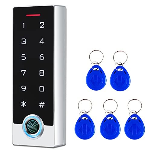 AMOCAM Metal Fingerprint Door Access Control Keypad System, Access Controller Stand-Alone Keypad, EM HID IC Card Reader + 5pcs ID Key Fobs, Weatherproof WG26/34 10000 Users for Garage, Door Lock Opener - Image 1
