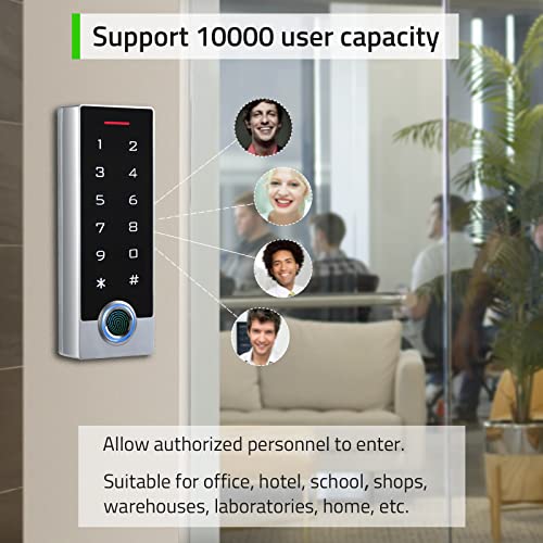 AMOCAM Metal Fingerprint Door Access Control Keypad System, Access Controller Stand-Alone Keypad, EM HID IC Card Reader + 5pcs ID Key Fobs, Weatherproof WG26/34 10000 Users for Garage, Door Lock Opener - Image 3