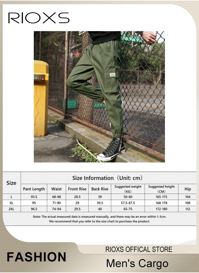 Men's Cargo Regular Fit Pants Fashion Trousers Casual Workout Jogging Drawstring Pants With Multiple Pockets