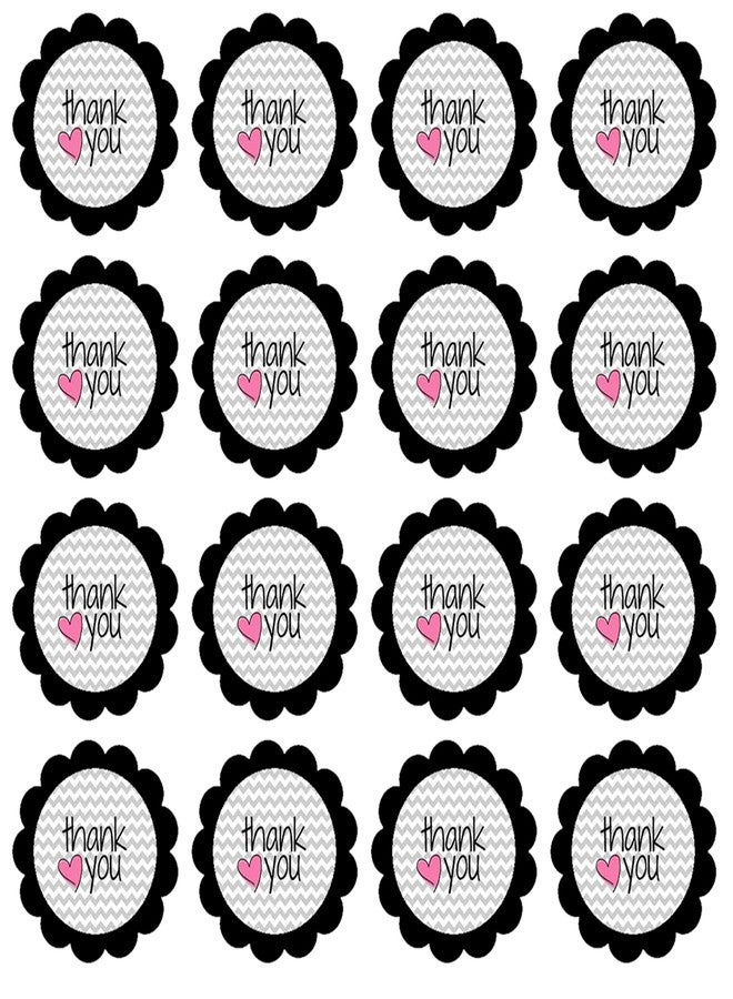 D2C Black Floral Thank You Stickers - 1.5 Inch Self Adhesive Seal Labels for Small Business Gift Wrapping & Packaging Pack of 60pc - Image 1
