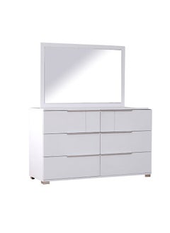 DANUBE HOME تسريحة بروكلين مع طاولة تزيين متينة بمرآة | طاولة الغرور | طاولة مكياج | مكتب مع تخزين أثاث غرفة نوم بتصميم حديث L 137 x W 45.3 x H 81.6 cm أبيض  - Image 4