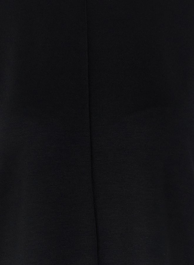trendyol Black Crewneck Short Ribbed Stretchy Knitted Mini T-shirt Dress - Image 4