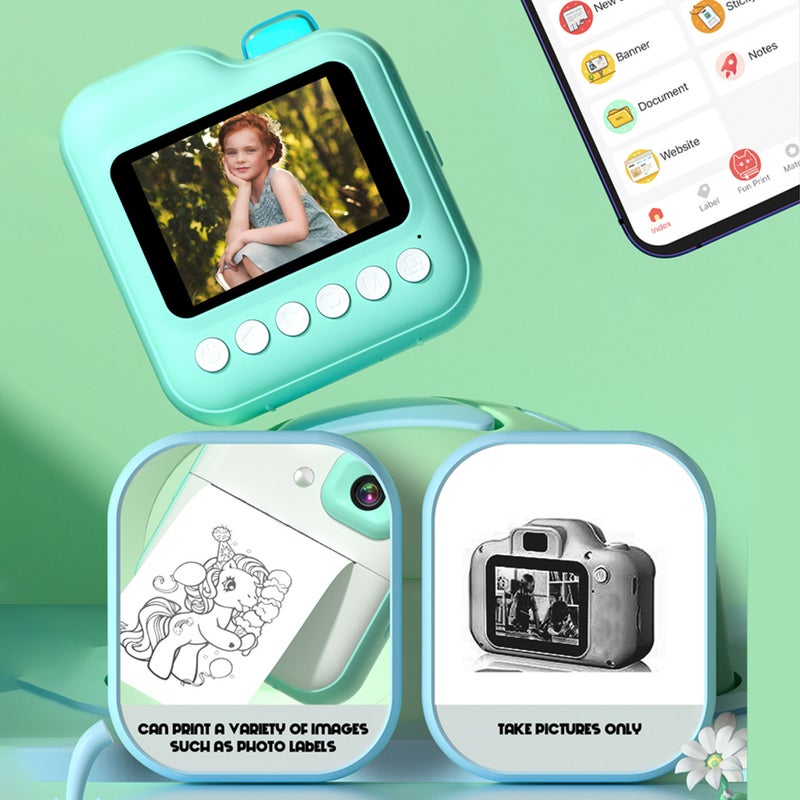 Kids Camera Instant Thermal Printer 2.4 Inch Screen Photo Printer 48MP Rear Camera with RGB Light Support Timer Shooting Video Recording Thermal Inkless Printing with 3 Rolls White Print Paper+32G - Image 3