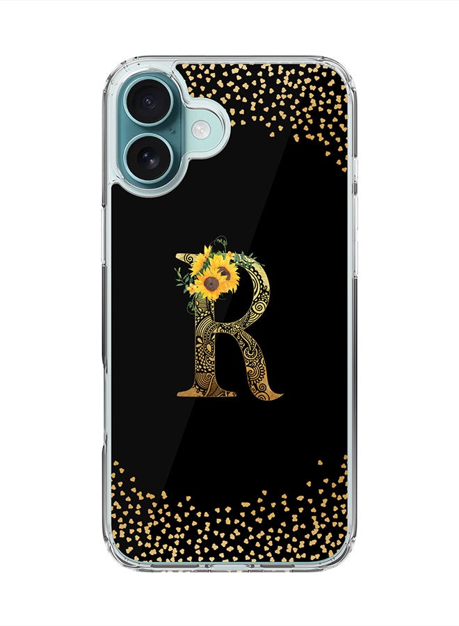 Stylizedd For iPhone 16 Plus Case [Compatible with MagSafe] Slim Magnetic cover Clear Phone Case - Custom Monogram Mandala Floral - R ( Black ) - Image 1