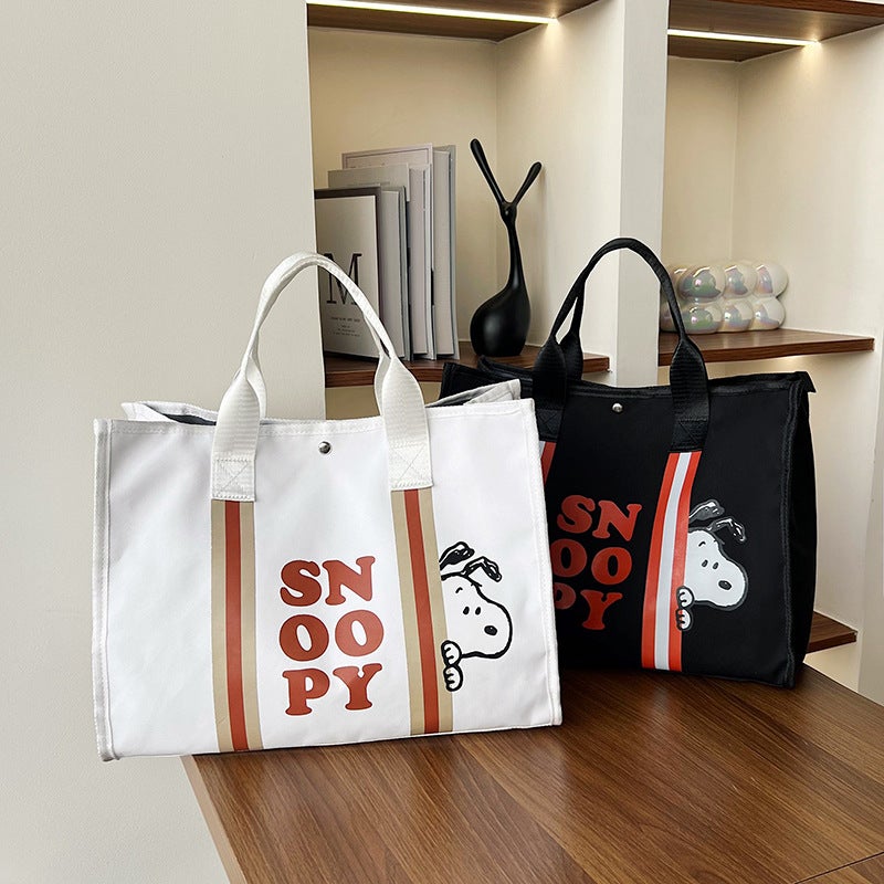 Japanese-Style Snoopy Tote Bag, Color-Blocked, Large Capacity, Student Tutoring Shoulder Bag, Mommy Bag, Tote Bag, New Winter Model - Image 2