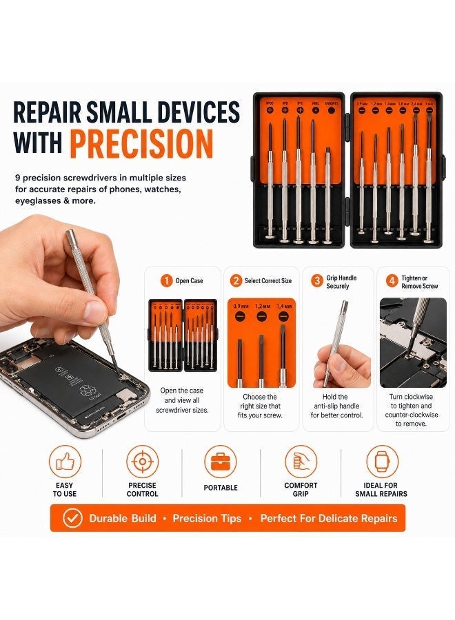 11 Pieces Precision Screwdriver Set, Mini Repair Tool Kit, Small Screwdriver Set For Electronics, Watch, Eyeglasses, Mobile Phone, Laptop, Camera & Toys - Image 4