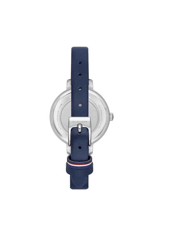 U.S. Polo Assn. Stile 31mm Women's Watch with Blue Dial & Leather Strap