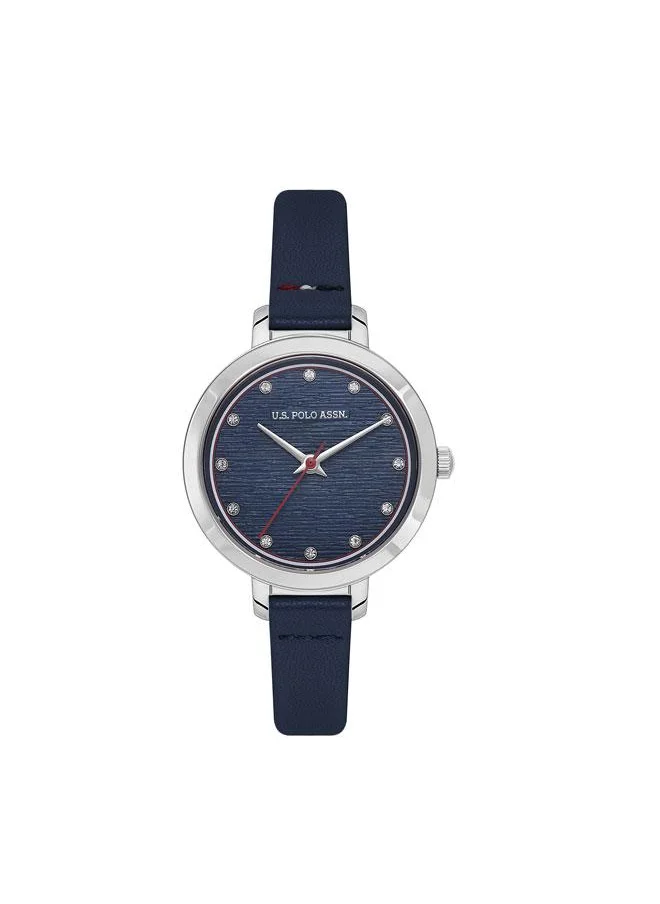 U.S. Polo Assn. Stile 31mm Women's Watch with Blue Dial & Leather Strap