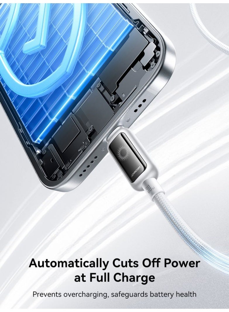 جوي روم كابل شحن سريع USB-C إلى Lightning من سلسلة StarLight بقوة 30 واط – شريحة ذكية لإيقاف التشغيل التلقائي، موصلات من سبائك الزنك، نايلون مضفر بـ 48 خيط، سرعة بيانات 480 ميجابت في الثانية، كابل متين بطول 1.2 م مع عمر توصيل يزيد عن 10,000 مرة لهواتف iPhone و iPad - مصمم لسلامة هاتفك - Image 4