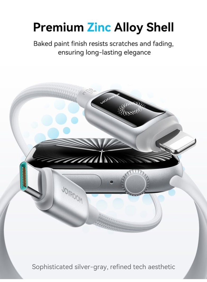 جوي روم كابل شحن سريع USB-C إلى Lightning من سلسلة StarLight بقوة 30 واط – شريحة ذكية لإيقاف التشغيل التلقائي، موصلات من سبائك الزنك، نايلون مضفر بـ 48 خيط، سرعة بيانات 480 ميجابت في الثانية، كابل متين بطول 1.2 م مع عمر توصيل يزيد عن 10,000 مرة لهواتف iPhone و iPad - مصمم لسلامة هاتفك - Image 5