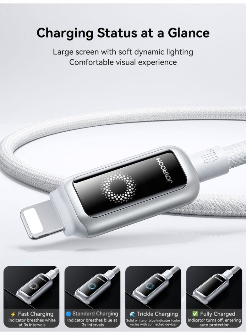 جوي روم كابل شحن سريع USB-C إلى Lightning من سلسلة StarLight بقوة 30 واط – شريحة ذكية لإيقاف التشغيل التلقائي، موصلات من سبائك الزنك، نايلون مضفر بـ 48 خيط، سرعة بيانات 480 ميجابت في الثانية، كابل متين بطول 1.2 م مع عمر توصيل يزيد عن 10,000 مرة لهواتف iPhone و iPad - مصمم لسلامة هاتفك - Image 3