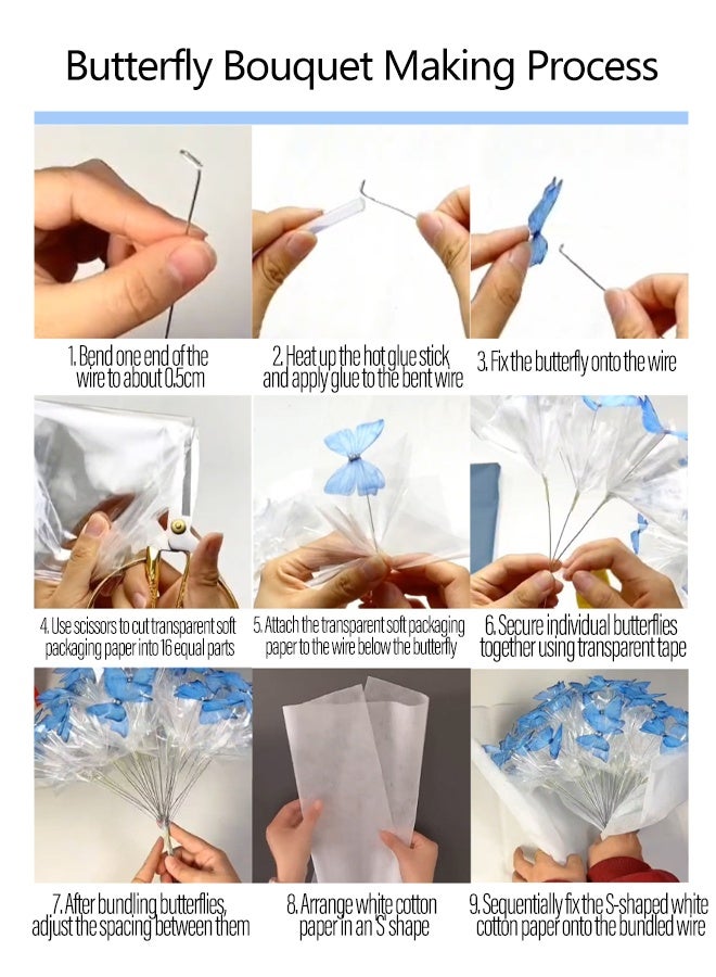 أضواء سلسلة LED، باقات الفراشات، باقات مضاءة، زهور DIY، باقات مصنوعة يدويًا، DIY مصنوعة يدويًا - Image 2