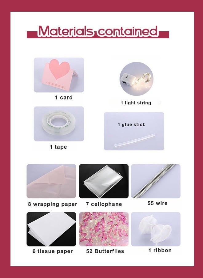 أضواء سلسلة LED، باقات الفراشات، باقات مضاءة، زهور DIY، باقات مصنوعة يدويًا، DIY مصنوعة يدويًا - Image 5