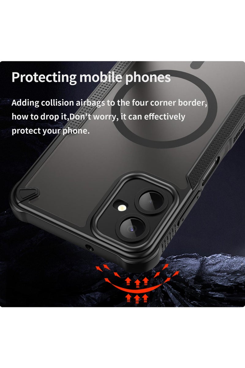 غطاء حمايه لهاتف سامسونج جلاكسي ايه 06 فايف جي جراب ارمور مغناطيسي ياتي بحواف مرتفعة حول الشاشة وعدسة الكاميرا تساعد على منع الخدوش - أسود - Image 3