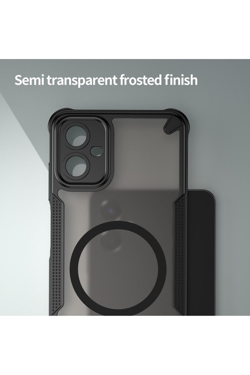 غطاء حمايه لهاتف سامسونج جلاكسي ايه 06 فايف جي جراب ارمور مغناطيسي ياتي بحواف مرتفعة حول الشاشة وعدسة الكاميرا تساعد على منع الخدوش - أسود - Image 4