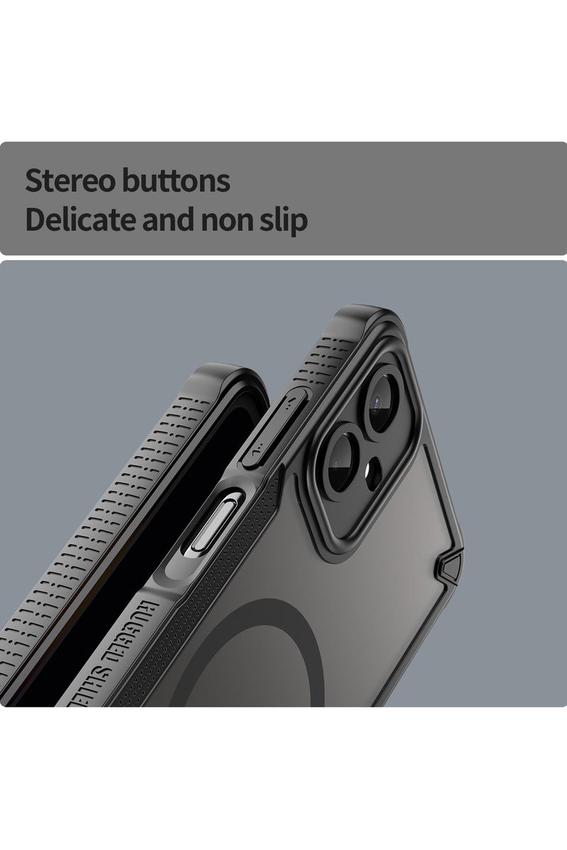 غطاء حمايه لهاتف سامسونج جلاكسي ايه 06 فايف جي جراب ارمور مغناطيسي ياتي بحواف مرتفعة حول الشاشة وعدسة الكاميرا تساعد على منع الخدوش - أسود - Image 5