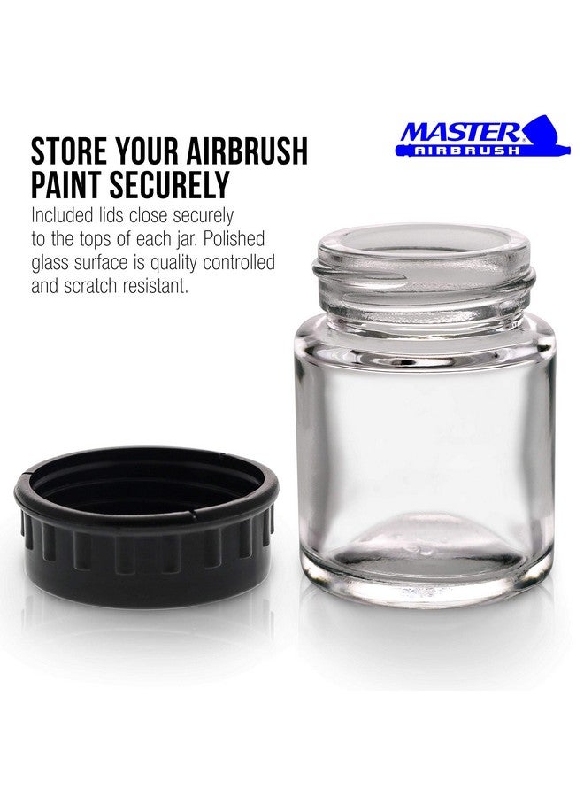 Master Airbrush (Pack Of 10) Tb001 Empty 3/4 Ounce (22Cc) Glass Jar Bottles With Plastic Lids Replacement Jars Paint Storage Bottles Jars Screw Into Siphon Feed Airbrush Lid Adaptor Assemblies - Image 3