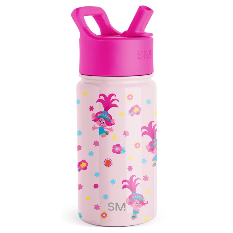 Simple Modern Trolls Kids Water Bottle with Straw Lid 14oz Insulated Stainless Steel Kids Tumbler Spill Proof Toddler Cup for School Girls Boys Summit Trolls Poppy Mashup - Image 2