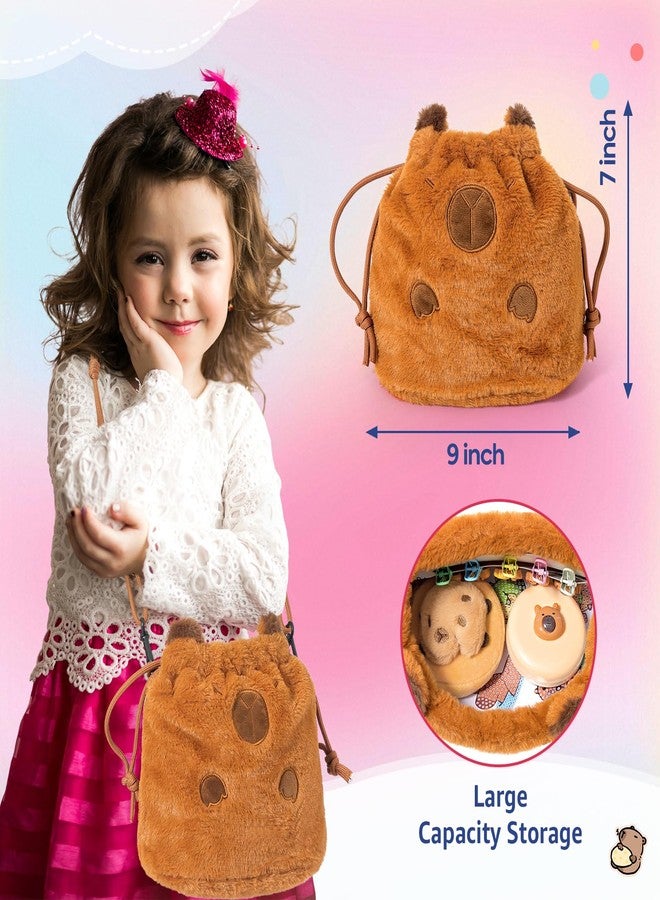 Ditucu Strawberry Capybara Plush Gifts for Girls 4 5 6 7 8 9 10 Years Old with Stuffed Animal/Stickers/Water Bottle/Bag/Coin Purse/Keychains/Hair Accessories/Comb/Necklace/Bracelet Plushies Toys Set - Image 5