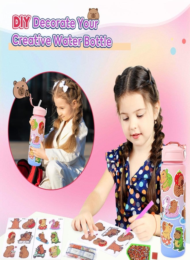Ditucu Strawberry Capybara Plush Gifts for Girls 4 5 6 7 8 9 10 Years Old with Stuffed Animal/Stickers/Water Bottle/Bag/Coin Purse/Keychains/Hair Accessories/Comb/Necklace/Bracelet Plushies Toys Set - Image 4