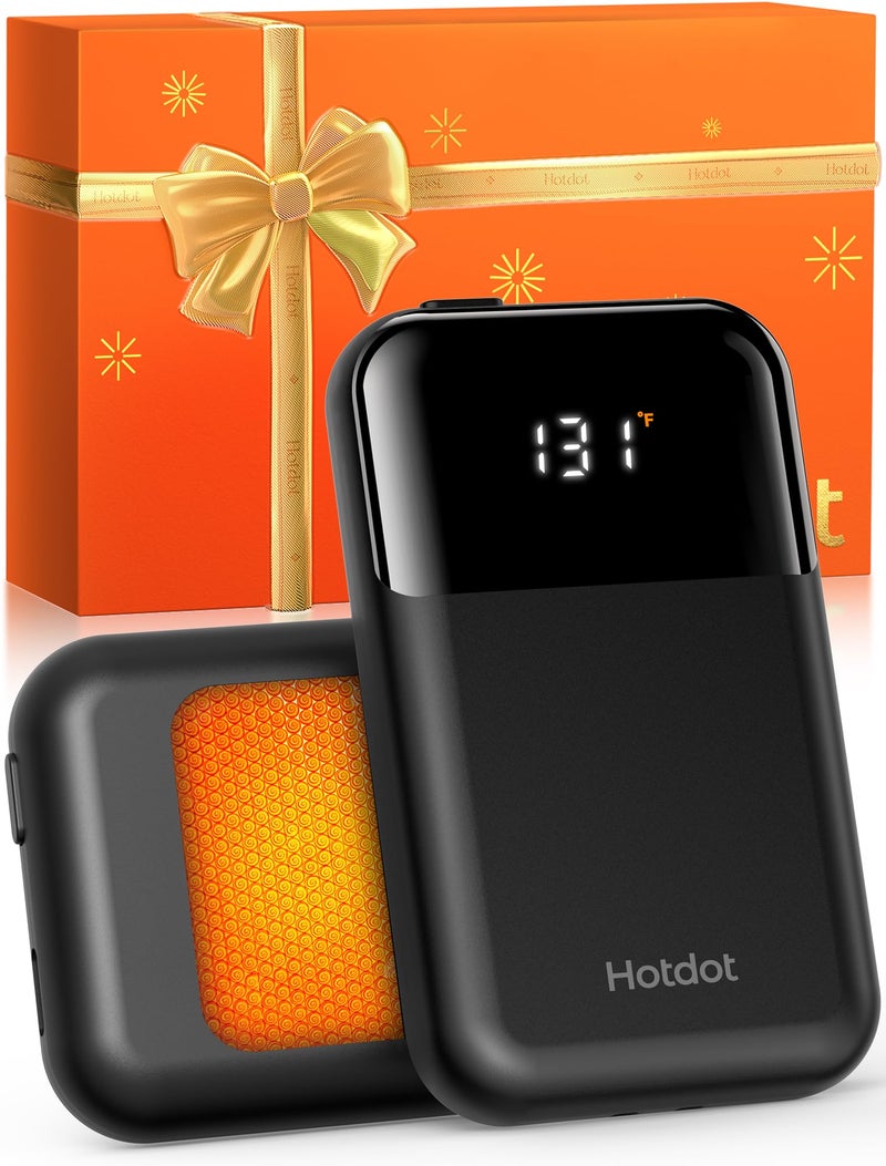 Hotdot Ai Hand Warmers Rechargeable 2 Pack  4 Heat Levels (104-131F)  Real-Time Temp & Battery Display  Electric Hand Warmers  Fast Heating  Fits In Gloves/Pocket  Gifts For Women & Men - Image 1