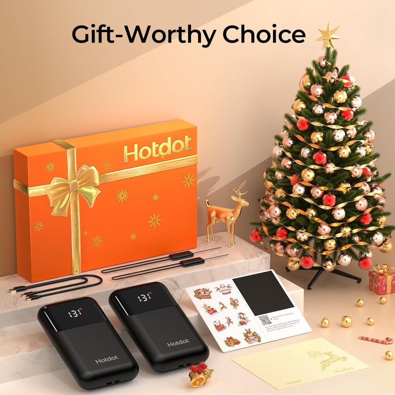 Hotdot Ai Hand Warmers Rechargeable 2 Pack  4 Heat Levels (104-131F)  Real-Time Temp & Battery Display  Electric Hand Warmers  Fast Heating  Fits In Gloves/Pocket  Gifts For Women & Men - Image 2