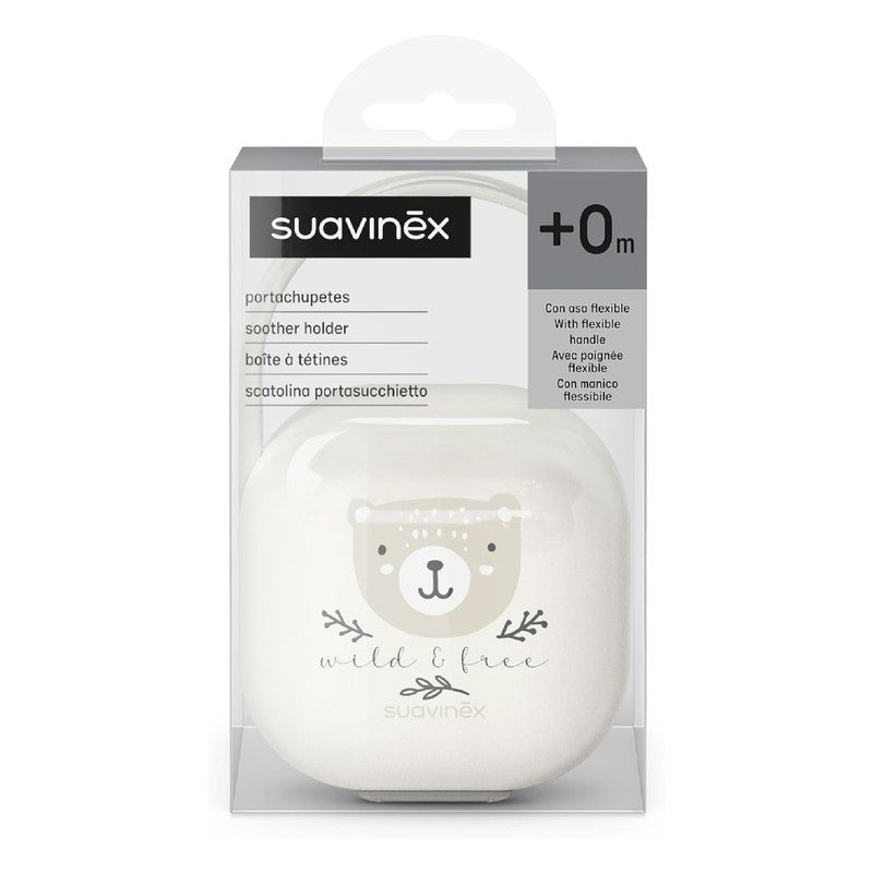 Suavinex, Baby Pacifier Holder, for Carrying 2 Pacifiers, Box – Durable and Easy to Clean Case, with Flexible Handle for Hanging from Bag, Trolley or Cot, Secure Closure, +0 Months, Wild&Free Beige - Image 4