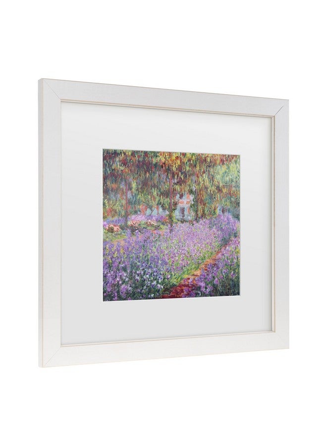 Trademark Fine Art The Artists Garden at Giverny by Claude Monet, White Matte, Distressed White Frame 11x11-Inch - Image 2