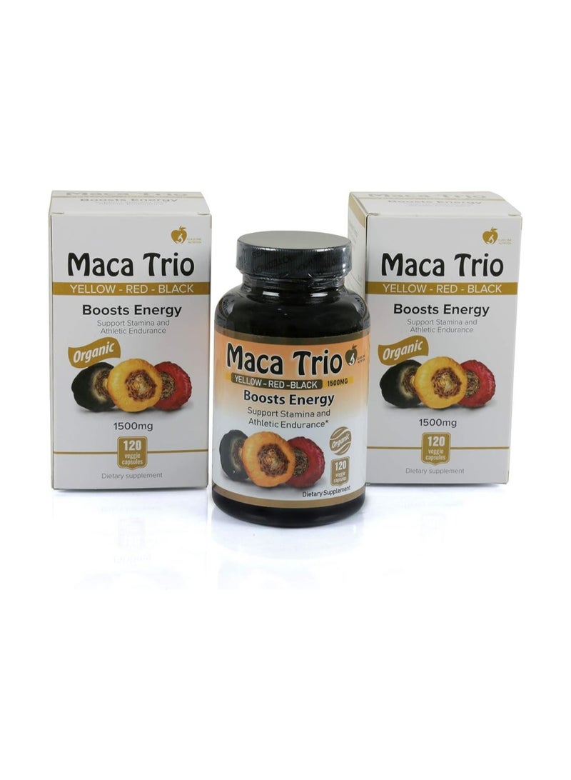 Maca Trio Organic Black,Red Root Capsules -1500mg,120 Pisces - Image 4
