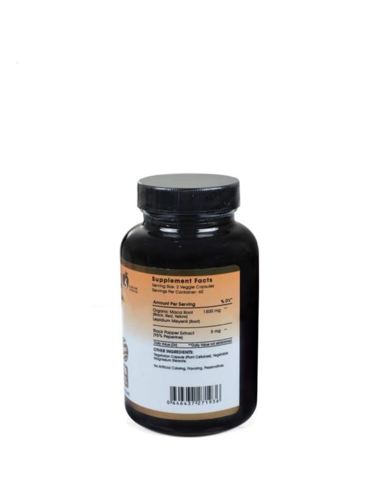 Maca Trio Organic Black,Red Root Capsules -1500mg,120 Pisces - Image 5