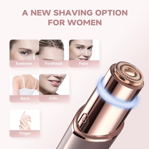 Gurelax Eyebrow & Facial Trimmer: 2-in-1 Electric Facial Hair Removal & Eyebrow Shaver (Built-in Mirror), Face Razor for Women with 2 Replacement Heads - Image 4