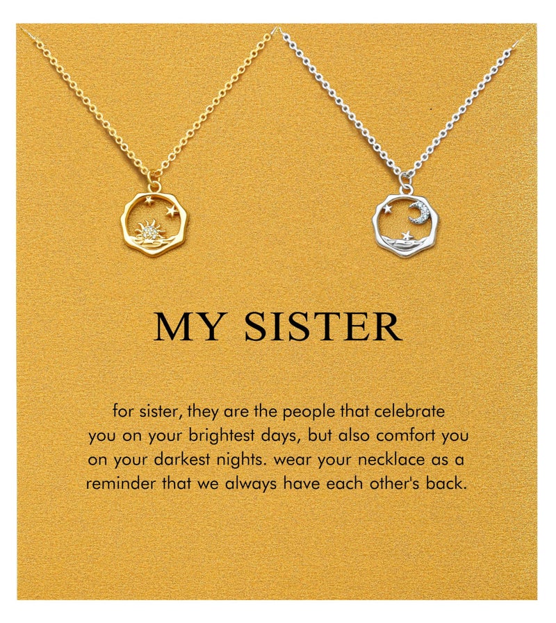 Baydurcan Sisters Gifts from Sister, Sisters Necklace for 2 Christmas Gifts for Sister Sun and Moon Necklace (Sun moon) - Image 1