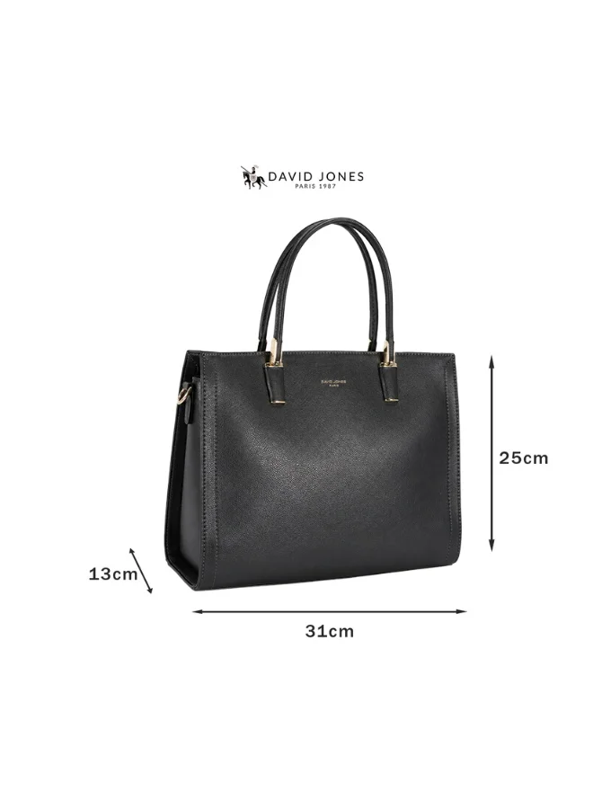 David Jones  David Jones plain vegan faux leather everyday bag- Modern rectangular three compartments 11-inch laptop and tablet, document, personal hand bag with extra adjustable strap for Women | Best Price UAE