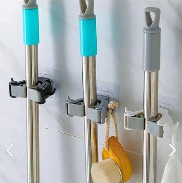 Hane216 6-Piece Mop Broom Brush and Mop Hanger Handle Holder Kitchen Bathroom Hanger Plastic Items
