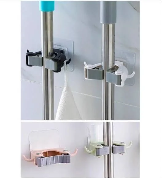 Hane216 6-Piece Mop Broom Brush and Mop Hanger Handle Holder Kitchen Bathroom Hanger Plastic Items