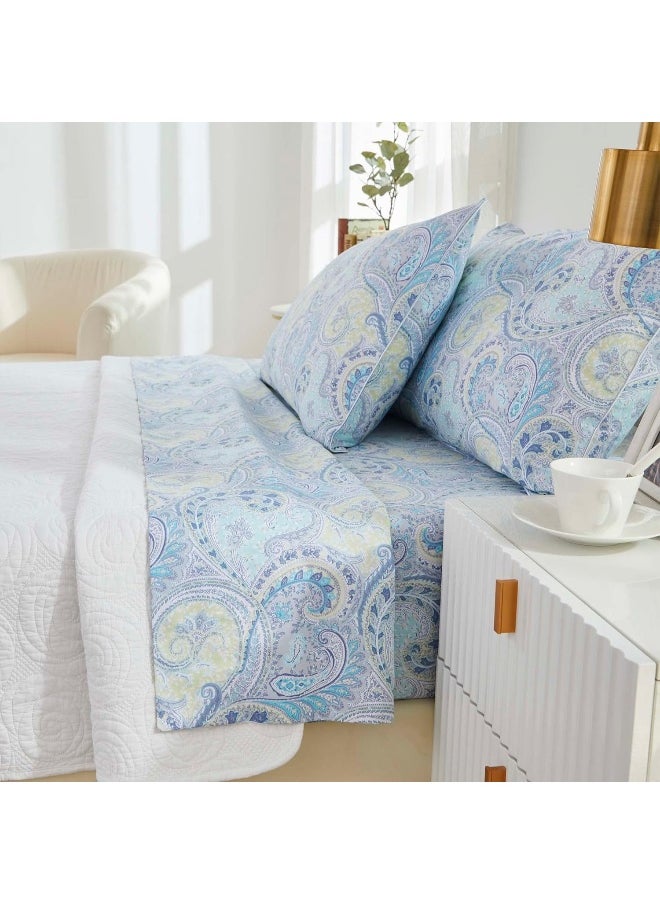 Brandream Brandream Blue Paisley Queen Size Sheet Set  - Image 2