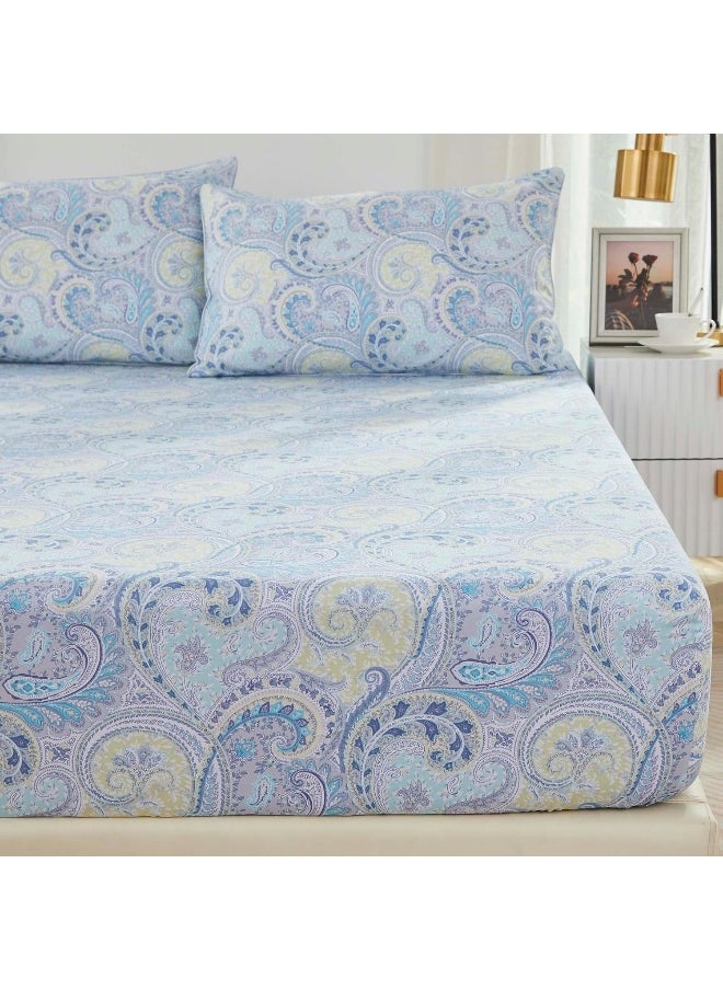 Brandream Brandream Blue Paisley Queen Size Sheet Set  - Image 5