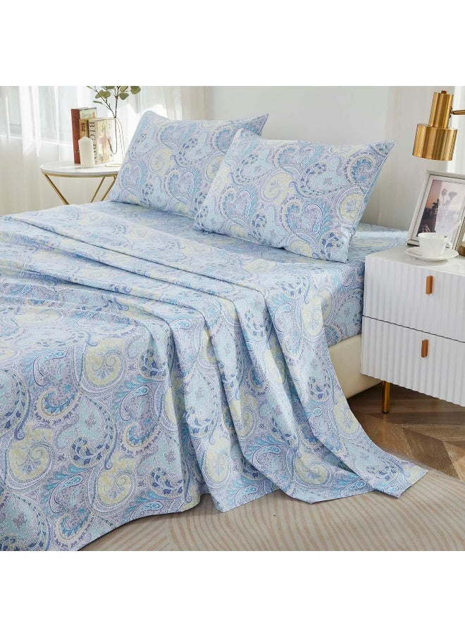 Brandream Brandream Blue Paisley Queen Size Sheet Set  - Image 1