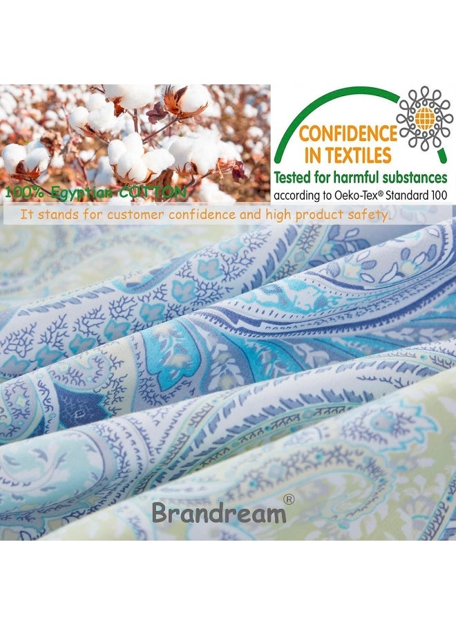Brandream Brandream Blue Paisley Queen Size Sheet Set  - Image 3