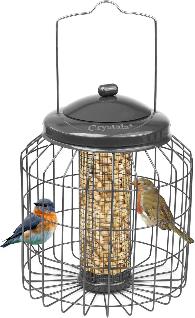 Crystals Bird Feeder Squirrel Proof – Hanging Metal Bird Feeder with Cage – Peanut Bird Feeder & Bird Seed Feeder – Anti Squirrel Bird Cage Feeder for Garden – Small & Large Bird Feeder (Peanut Feeder) - Image 2