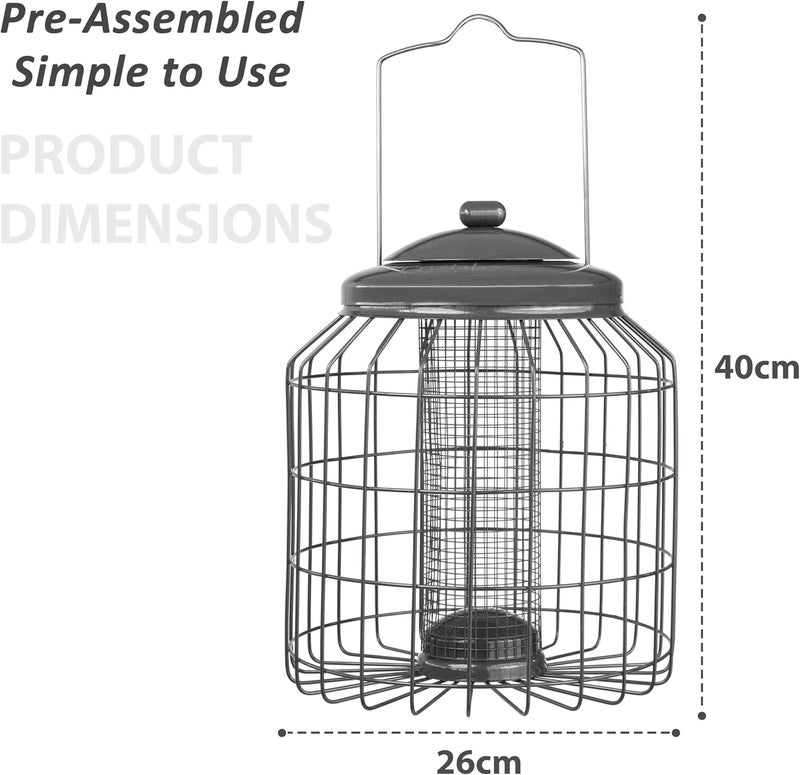 Crystals Bird Feeder Squirrel Proof – Hanging Metal Bird Feeder with Cage – Peanut Bird Feeder & Bird Seed Feeder – Anti Squirrel Bird Cage Feeder for Garden – Small & Large Bird Feeder (Peanut Feeder) - Image 3
