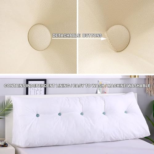 Hundur Store Wedge Pillow Triangular Headboard Pillow,Body Throw Pillows Bed Backrest Reading Bolster (39x7.8x19.7inch) Twin Size - Image 2
