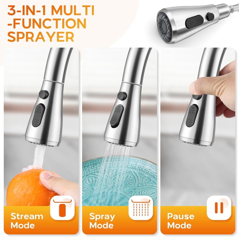 Onader Touchless Kitchen Faucet with Soap Dispenser, Brushed Nickel Stainless Steel Sink Faucet with Pull Down Sprayer for Kitchen Farmhouse RV - Image 5