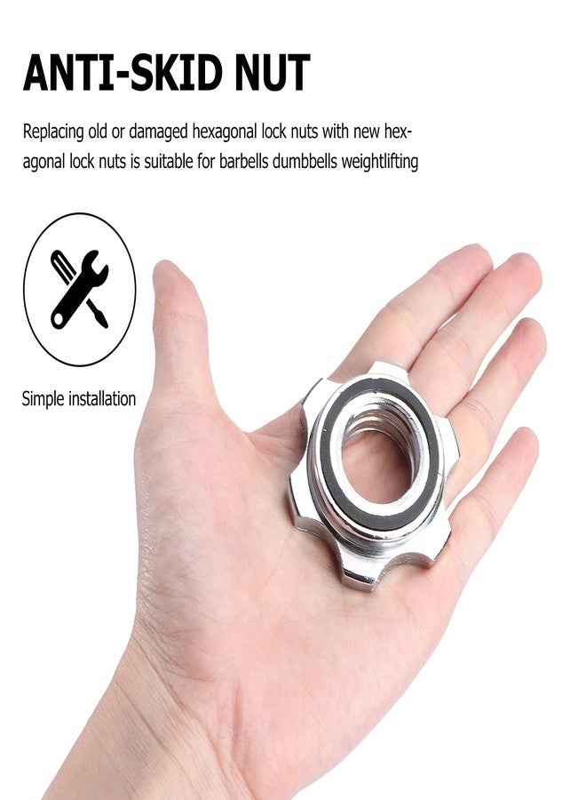 WINOMO 2 PCS Hex Nut Anti-Slip 25mm Standard Barbell Spin-Lock Collars Screw Clamps Dumbell Weight Lifting … - Image 3