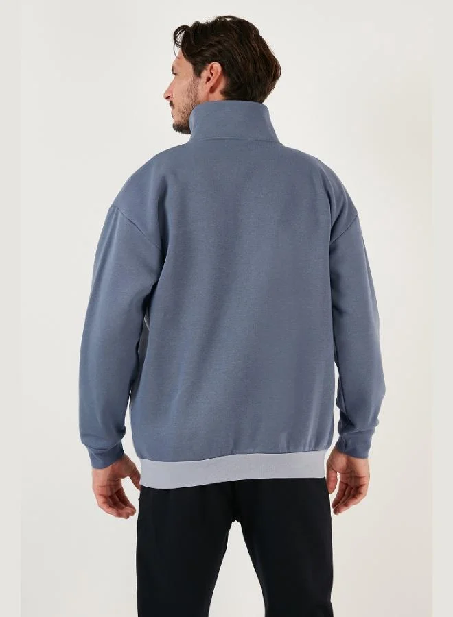 Buratti Buratti Regular Fit Zippered Stand Collar Furry Soft Raised Winter Sweat Men's SWEAT 5905343