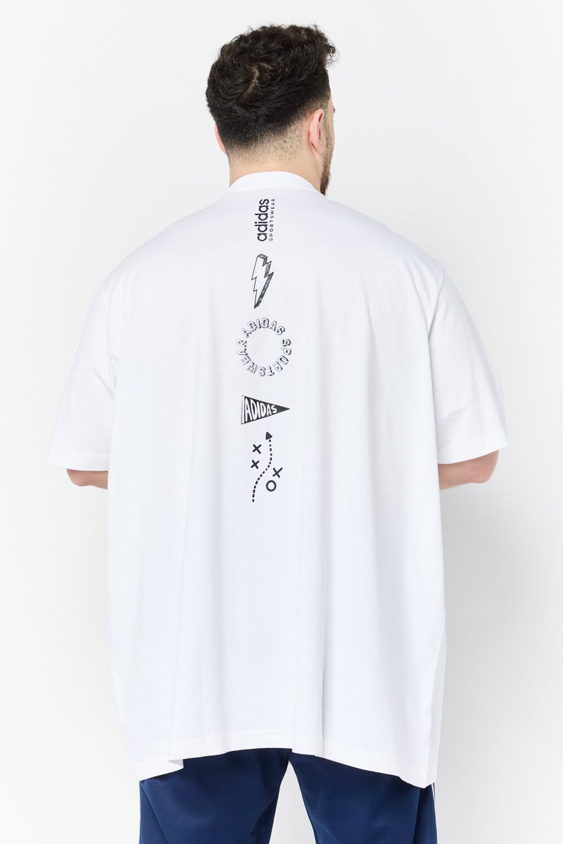 Adidas Men Sportswear Fit Short Sleeve Outdoor T-shirt, White - Image 4