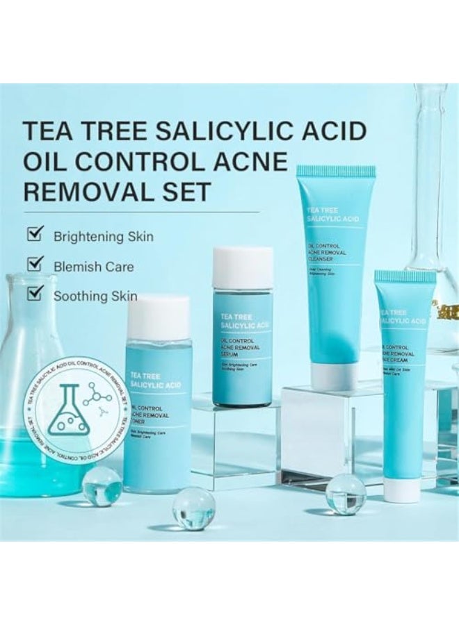 مويكا مجموعة العناية بالبشرة لعلاج حب الشباب من شجرة الشاي، مجموعة العناية بالبشرة للمراهقات 4 في 1، للتحكم في الدهون والترطيب مع منظف، تونر، سيروم وكريمة - Image 2