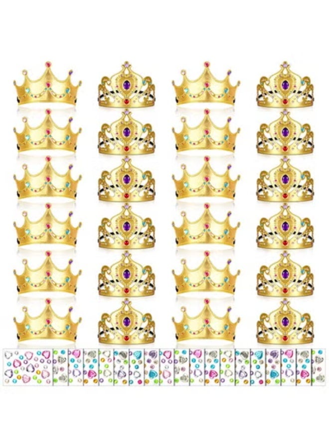 fantasize DIY Crown Set, 44 Pcs Birthday Foam Crowns Set for Kids Princess Tiaras Crowns Diamond Sticker Making Kits Kids' Party Supplies - Image 1